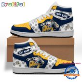 NHL Nashville Predators Team Mascot Design Air Jordan 1 Hightop Shoes
