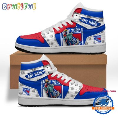 NHL New York Rangers Team Mascot Design Air Jordan 1 Hightop Shoes