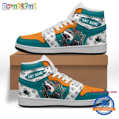 NHL San Jose Sharks Team Mascot Design Air Jordan 1 Hightop Shoes