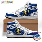 NHL Tampa Bay Lightning Team Mascot Design Air Jordan 1 Hightop Shoes
