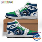 NHL Vancouver Canucks Team Mascot Design Air Jordan 1 Hightop Shoes