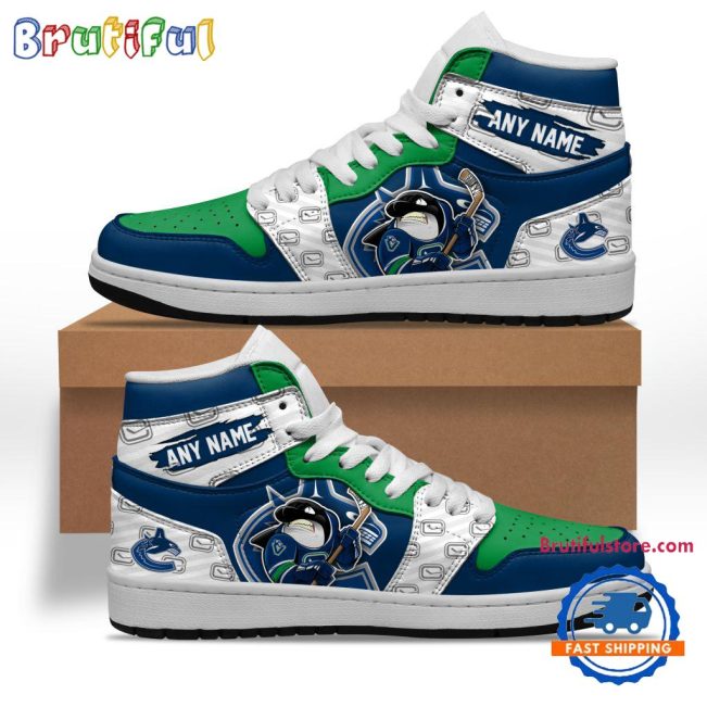 NHL Vancouver Canucks Team Mascot Design Air Jordan 1 Hightop Shoes
