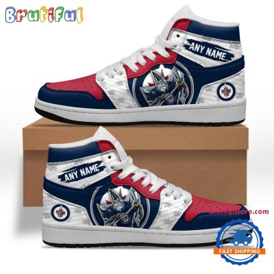 NHL Winnipeg Jets Team Mascot Design Air Jordan 1 Hightop Shoes