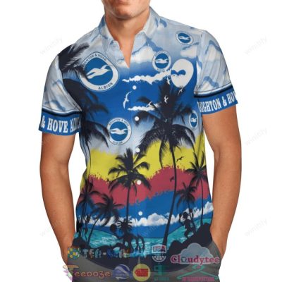 Brighton And Hove Albion Fc Palm Tree Hawaiian Shirt Beach Shorts - Hot Sale 2025