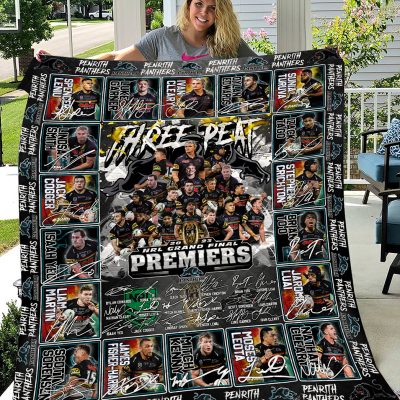 NRL Penrith Panthers Three Peat Premiers 2023 Quilt Blanket