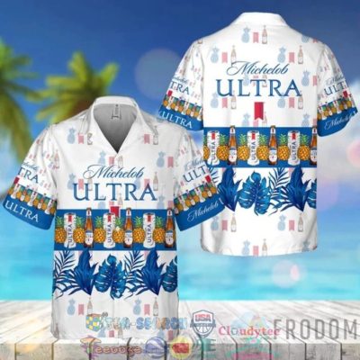 Michelob Ultra Beer Tropical Pineapple Hawaiian Shirt Beach Shorts - Hot Sale 2025
