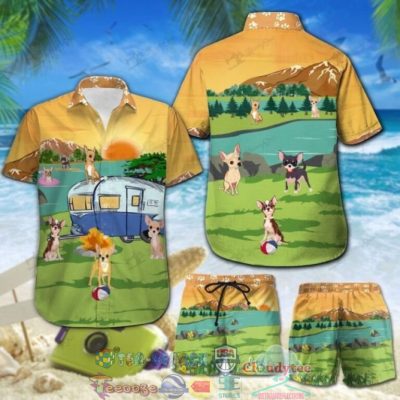 Camping Chihuahua Hawaiian Shirt And Shorts - Hot Sale 2025