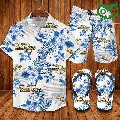 THE BEACH BOYS blue floral FLIP FLOPS AND COMBO HAWAII SHIRT SHORTS