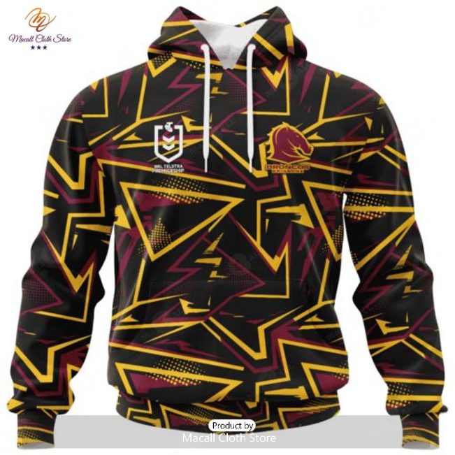 Personalize NRL Brisbane Broncos Special Abstract Design Hoodie Sweatshirt 3D -soulcals