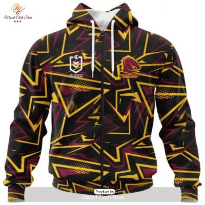 Personalize NRL Brisbane Broncos Special Abstract Design Hoodie Sweatshirt 3D -soulcals