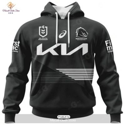 Personalize NRL Brisbane Broncos Special Black And White Design Hoodie Sweatshirt 3D -soulcals