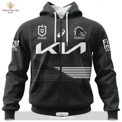 Personalize NRL Brisbane Broncos Special Black And White Design Hoodie Sweatshirt 3D -soulcals