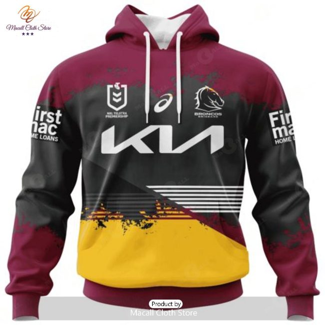 Personalize NRL Brisbane Broncos Special Faded Design Hoodie Sweatshirt 3D -soulcals