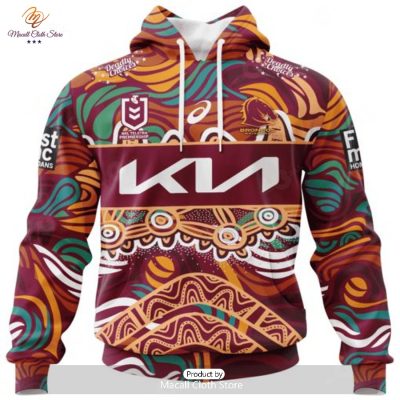 Personalize NRL Brisbane Broncos Special Indigenous Design 2023 Hoodie Sweatshirt 3D -soulcals