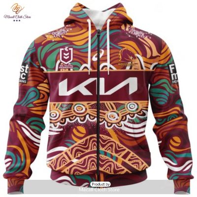 Personalize NRL Brisbane Broncos Special Indigenous Design 2023 Hoodie Sweatshirt 3D -soulcals