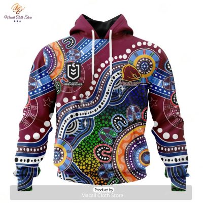 Personalize NRL Brisbane Broncos Special Indigenous Design Hoodie Sweatshirt 3D -soulcals