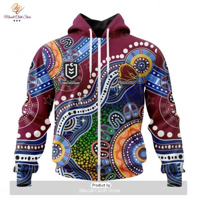 Personalize NRL Brisbane Broncos Special Indigenous Design Hoodie Sweatshirt 3D -soulcals