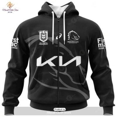 Personalize NRL Brisbane Broncos Special Monochrome Design Hoodie Sweatshirt 3D -soulcals