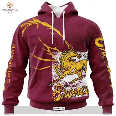 Personalize NRL Brisbane Broncos Special Retro Logo Design Hoodie Sweatshirt 3D -soulcals
