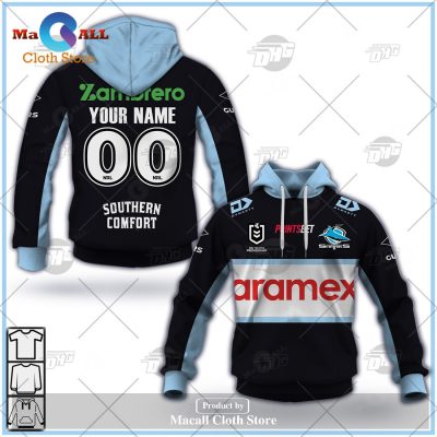 Personalize NRL Cronulla-Sutherland Sharks 2023 Away Jersey Hoodie Sweatshirt 3D -soulcals