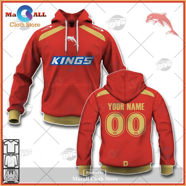 Personalize NRL Dolphins 2023 Training Tee Red Hoodie Sweatshirt 3D -soulcals