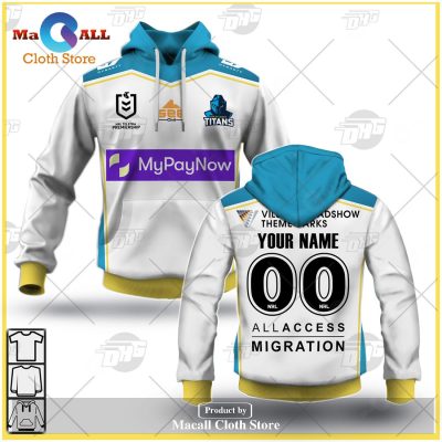 Personalize NRL Gold Coast Titans 2023 Away Jersey Hoodie Sweatshirt 3D -soulcals
