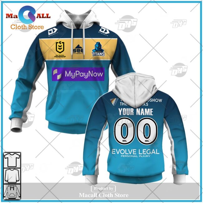 Personalize NRL Gold Coast Titans 2023 Home Jersey Hoodie Sweatshirt 3D -soulcals