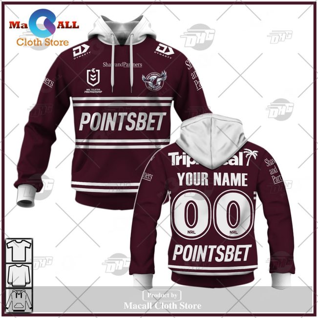 Personalize NRL Manly Warringah Sea Eagles 2023 Home Jersey Hoodie Sweatshirt 3D -soulcals