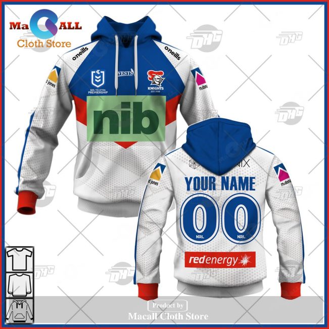 Personalize NRL Newcastle Knights 2023 Away Jersey Hoodie Sweatshirt 3D -soulcals