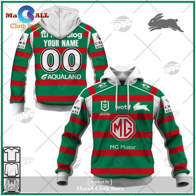 Personalize NRL South Sydney Rabbitohs 2023 Away Jersey Hoodie Sweatshirt 3D -soulcals