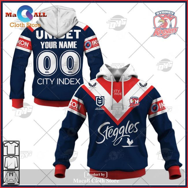 Personalize NRL Sydney Roosters 2023 Home Jersey Hoodie Sweatshirt 3D -soulcals