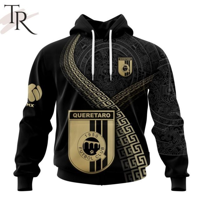 Personalized LIGA MX Queretaro F.C Special Black And Gold Design Hoodie - soulcals.com
