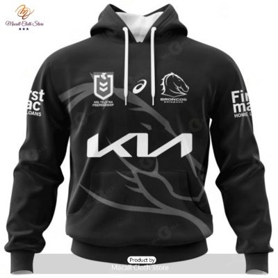 Personalized NRL Brisbane Broncos Monochrome Design Hoodie Sweatshirt 3D -soulcals