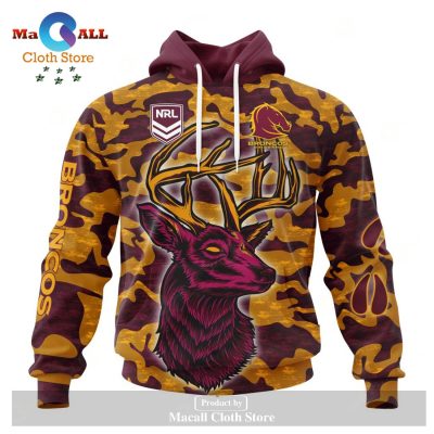 Personalized NRL Brisbane Broncos Special Camo Deer Hunting Hoodie Sweatshirt 3D LIMITED EDITION -soulcals