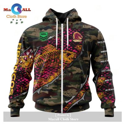Personalized NRL Brisbane Broncos Special Camo Fishing Hoodie Sweatshirt 3D LIMITED EDITION -soulcals