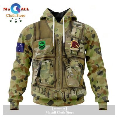 Personalized NRL Brisbane Broncos Special Military Camo Hoodie Sweatshirt 3D LIMITED EDITION -soulcals