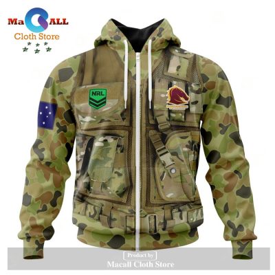 Personalized NRL Brisbane Broncos Special Military Camo Hoodie Sweatshirt 3D LIMITED EDITION -soulcals