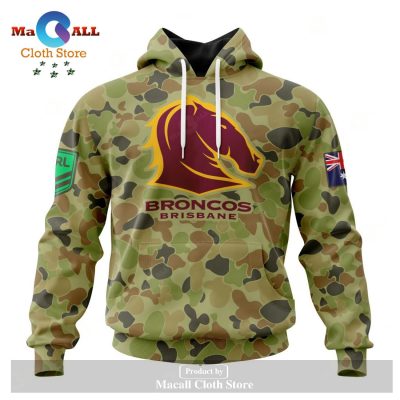 Personalized NRL Brisbane Broncos Special Military Camo Kits Hoodie Sweatshirt 3D LIMITED EDITION -soulcals