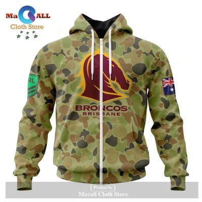 Personalized NRL Brisbane Broncos Special Military Camo Kits Hoodie Sweatshirt 3D LIMITED EDITION -soulcals
