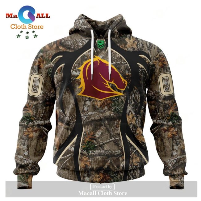 Personalized NRL Brisbane Broncos - Specialized Hunting Camo Hoodie Sweatshirt 3D LIMITED EDITION -soulcals