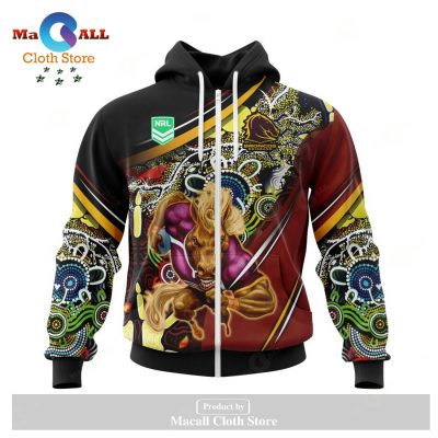 Personalized NRL Brisbane Broncos - Specialized Indigenous Concept With Team Mascot Hoodie Sweatshirt 3D LIMITED EDITION -soulcals