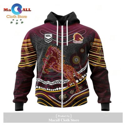Personalized NRL Brisbane Broncos - Specialized Indigenous Concept With Team Mascot Hoodie Sweatshirt 3D LIMITED EDITION -soulcals