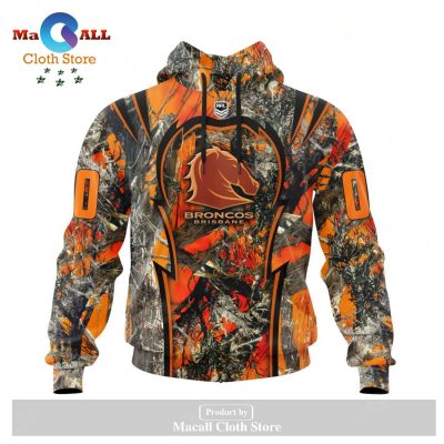 Personalized NRL Brisbane Broncos - Specialized Orange Hunting Camo Hoodie Sweatshirt 3D LIMITED EDITION -soulcals