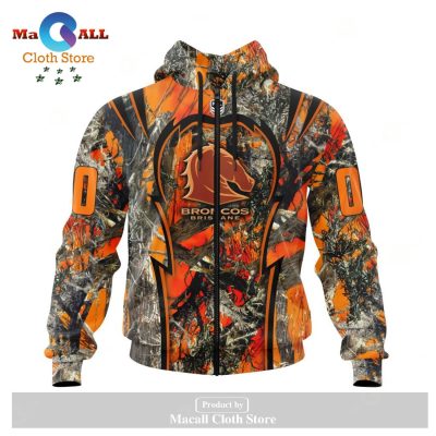 Personalized NRL Brisbane Broncos - Specialized Orange Hunting Camo Hoodie Sweatshirt 3D LIMITED EDITION -soulcals