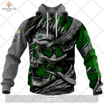 Personalized NRL Canberra Raiders Metal Skull Hoodie Sweatshirt 3D -soulcals