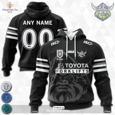 Personalized NRL Canberra Raiders Monochrome Design Hoodie Sweatshirt 3D -soulcals