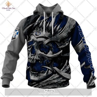 Personalized NRL Canterbury Bankstown Bulldogs Metal Skull Hoodie Sweatshirt 3D -soulcals