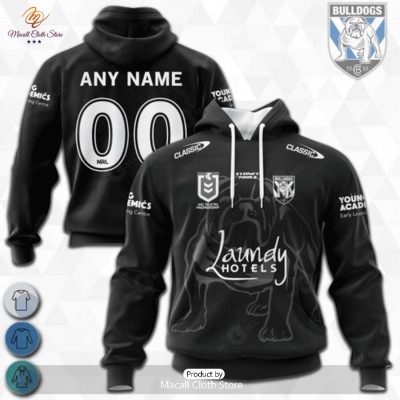 Personalized NRL Canterbury Bankstown Bulldogs Monochrome Design Hoodie Sweatshirt 3D -soulcals