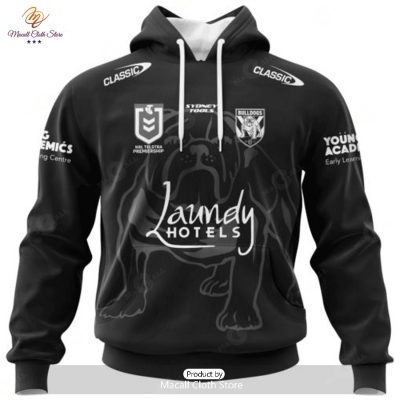 Personalized NRL Canterbury Bankstown Bulldogs Monochrome Design Hoodie Sweatshirt 3D -soulcals
