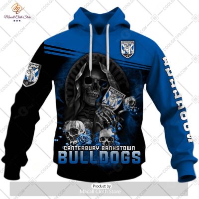 Personalized NRL Canterbury Bankstown Bulldogs Skull Death Art Hoodie Sweatshirt 3D -soulcals